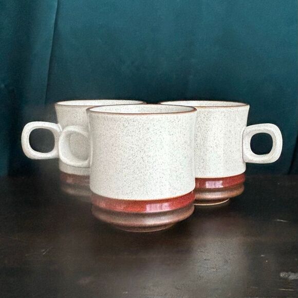 3 Denby England Potter's Wheel Red Rust Speckled Coffee Cup Mug - Picture 8 of 8